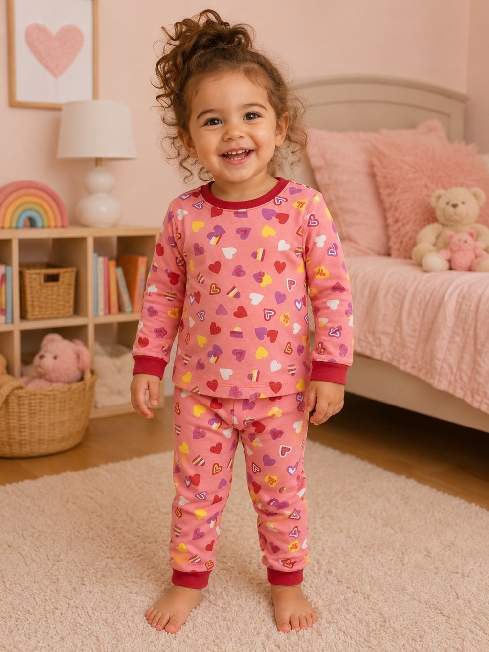 Tucker + Tate Pink Confetti Candy Hearts Two Piece Pajama Set